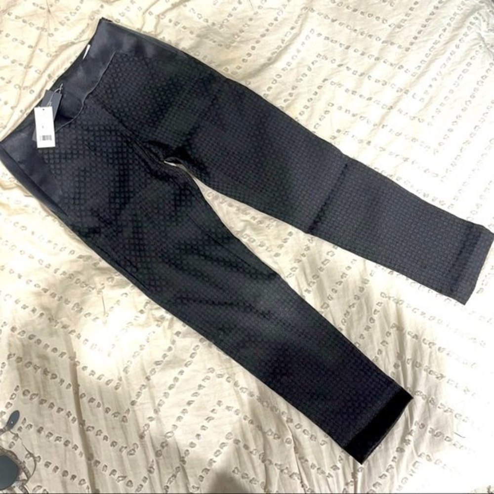 NWT Banana Republic Black Jacquard Ankle Pants with Side Zip Side 0